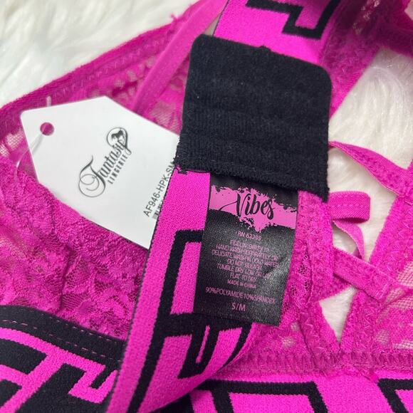 Fantasy Lingerie Vibes THICC Bralette Hot Pink Black Size Small - Picture 6 of 7